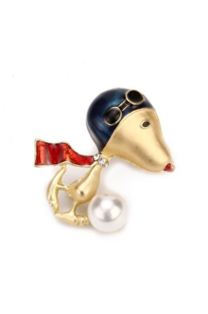 Incili Pilot Köpek Broş