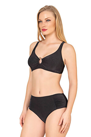 Endeep Kadın Toparlayıcı Aksesuarlı Siyah Bikini Takımı