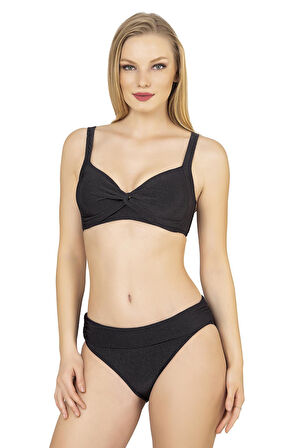 Endeep Kadın Toparlayıcı Bağlama Detaylı Siyah Bikini Takımı