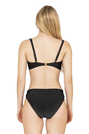 Endeep Kadın Toparlayıcı Bağlama Detaylı Siyah Bikini Takımı
