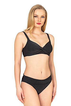 Endeep Kadın Toparlayıcı Bağlama Detaylı Siyah Bikini Takımı