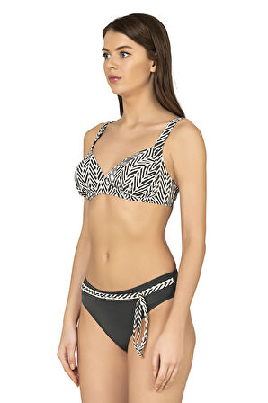 Endeep Kadın Zigzag Desenli Bağlama Detaylı Toparlayıcı Bikini Takımı