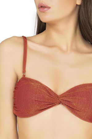 Endeep Kadın Bağlama Detaylı Straplez Kiremit Bikini Takımı