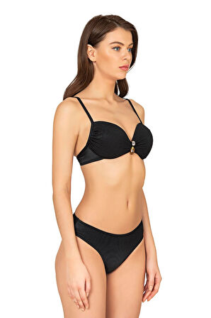 Endeep Kadın Destekli Dokulu Siyah Bikini Takımı