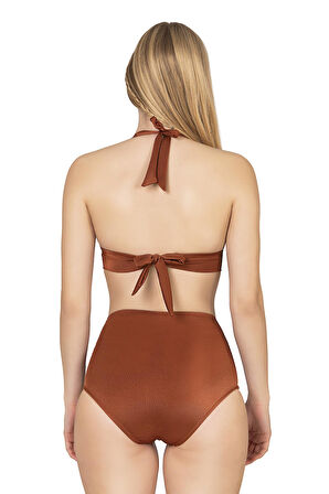 Endeep Kadın Aksesuarlı Yüksek Bel Toparlayıcı Kiremit Mayo