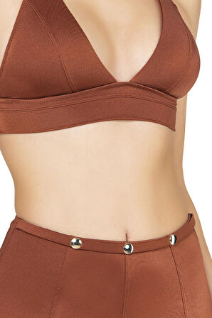 Endeep Kadın Aksesuarlı Yüksek Bel Toparlayıcı Kiremit Mayo