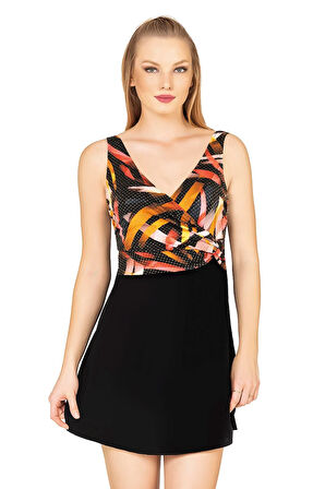 Endeep Kadın Kruvaze Detaylı Etekli Elbise Mayo