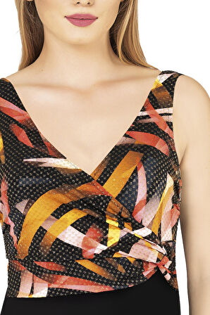 Endeep Kadın Kruvaze Detaylı Etekli Elbise Mayo