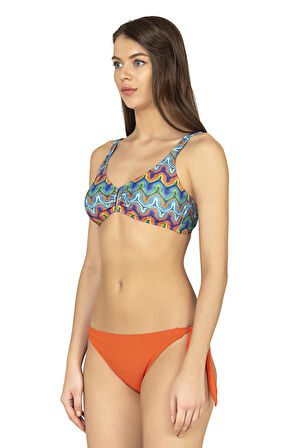 Endeep Kadın Desenli Dokulu İpli Bikini Takımı