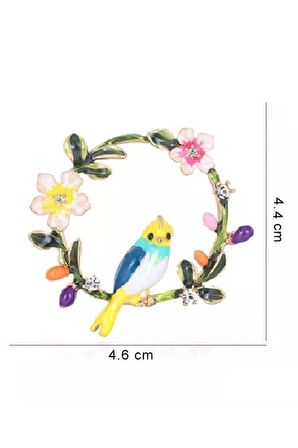 Çelenkli Kuş Broş