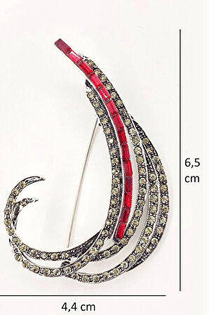 Kırmızı Taşlı Markazit Broş
