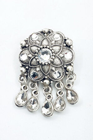 Taşlı Sallantılı Otantik Broş