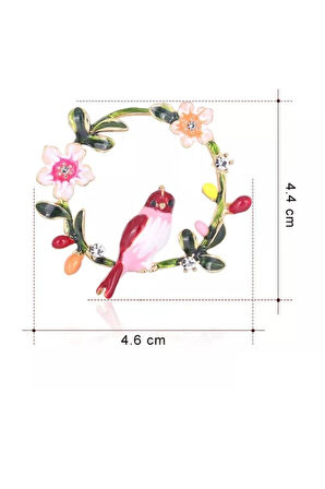 Çelenkli Kuş Broş