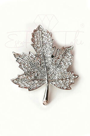 Gümüş Renk Yaprak Broş