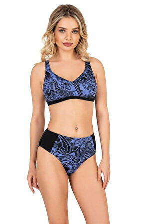 Endeep Beria Kadın Pembe Geometrik Desenli Toparlayıcı Bikini Takımı
