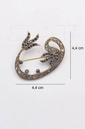 Markazit Taşlı Bronz Vav Broş