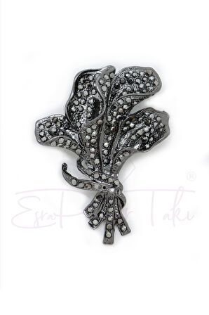 Bronz Renk Markazit Taşlı Buket Broş