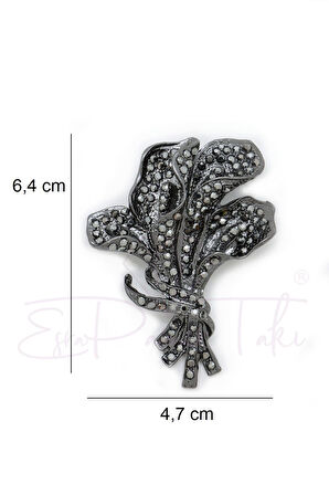 Bronz Renk Markazit Taşlı Buket Broş