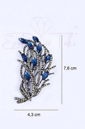 Turkuaz Taşlı Yaprak Broş