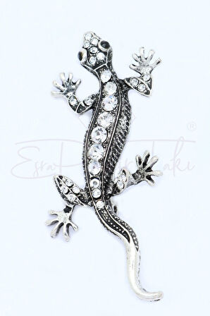 Zirkon Taşlı Kertenkele Broş