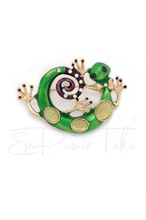Sevimli Yeşil Kertenkele Broş