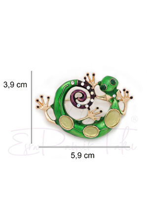 Sevimli Yeşil Kertenkele Broş