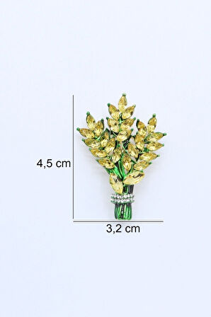 Sarı Taşlı Başak Broş