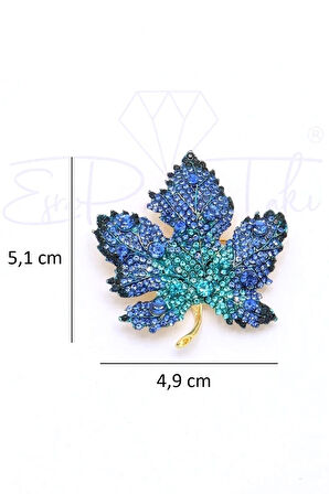 Mavi Ve Turkuaz Taşlı Yaprak Broş Ve Kolye Ucu