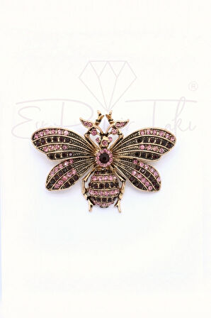Zirkon Taş Böcek Broş