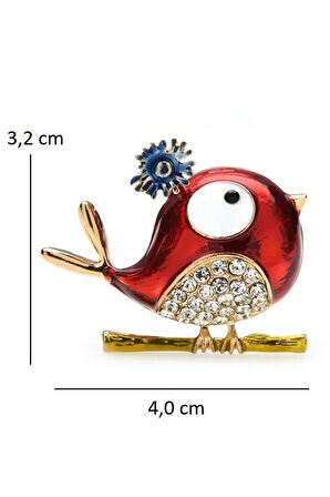 Kırmızı Şirin Kuş Broş Ve Kolye Ucu