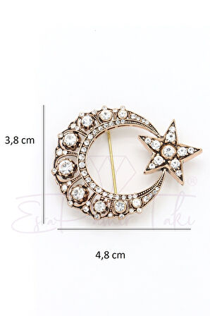 Elmas Montür Ay Yıldız Broş