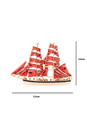 Kırmızı Yelkenli Broş