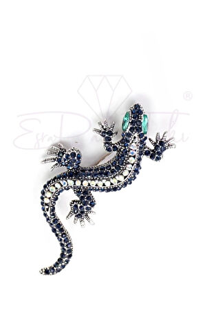 Gümüş Renk Kertenkele Broş Ve Kolye Ucu