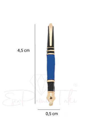 Lacivert Siyah Dolma Kalem Broş