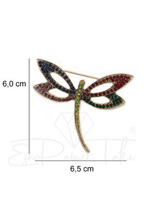 Bronz Renk Renkli Zirkon Taşlı Yusufcuk Broş