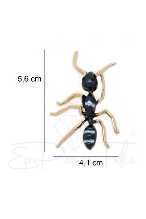 Siyah Beyaz Renk Karınca Broş