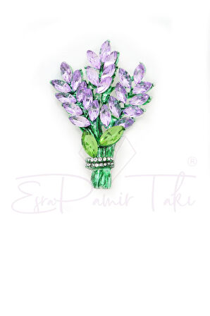 Lila Taşlı Başak Broş