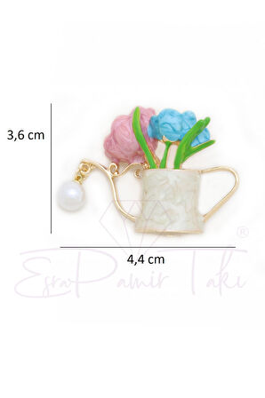 İncili Çiçek Bahçe Sulama Kabı Broş