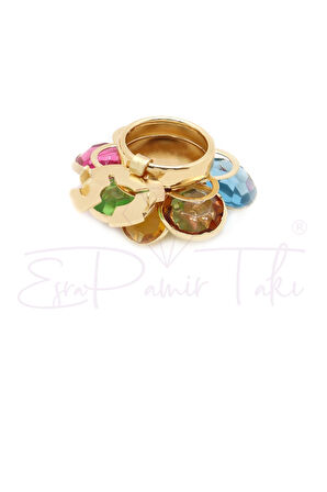 Renkli Yapraklı Çiçek Düğme Süsü Broş