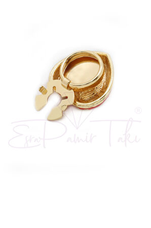 Kırmızı Kalp Düğme Süsü Broş