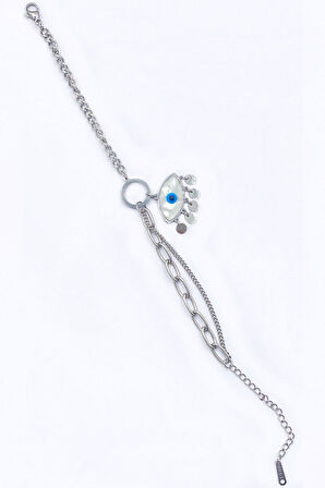 Gümüş Renk Çelik Göz Bileklik