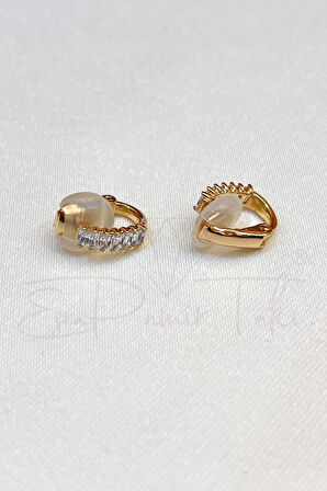 Zirkon Taşlı Rose Gold Renk Küpe