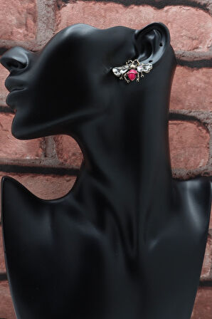 Taşlı Pembe Arı Küpe