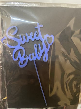 Premium SWEET BABY MAVİ AHŞAP PASTA ÜZERİ SÜS Bebek Odası Kutlama Süsü Yaş Günü