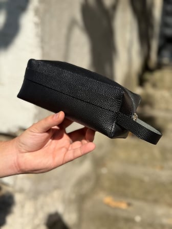 Gogo Erkek El Çantası Hakiki Deri Siyah 20.5cm