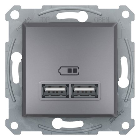 Schneider Asfora USB Prizi  2.1A Çelik EPH2700262