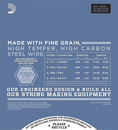 DADDARIO EPS220 BASS GİTAR TEL SETİ, XL, 40-95, LONG SCALE, PROSTEELS