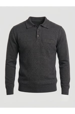 ERKEK POLO YAKA TRİKO KAZAK BEL LASTİKLİ ÇELİK ÖRGÜ KLASİK KALIP