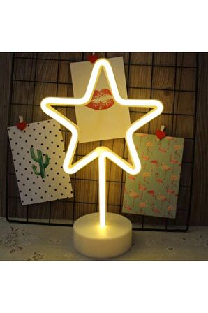 Yıldız Tasarımlı Usb Ve Pilli Neon Led Masa ve Gece Lambası Star Dekoratif Işık