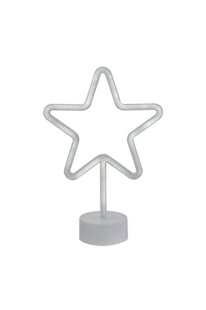 Yıldız Tasarımlı Usb Ve Pilli Neon Led Masa ve Gece Lambası Star Dekoratif Işık